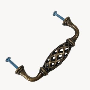 Lot of 15 Bronze Birdcage Cabinet Handles Drawer Pull Furniture 4" Kitchen VTG